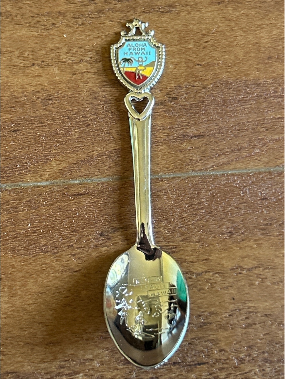 Vintage Aloha From Hawaii Souvenir Silver Spoon with Enamel Shield